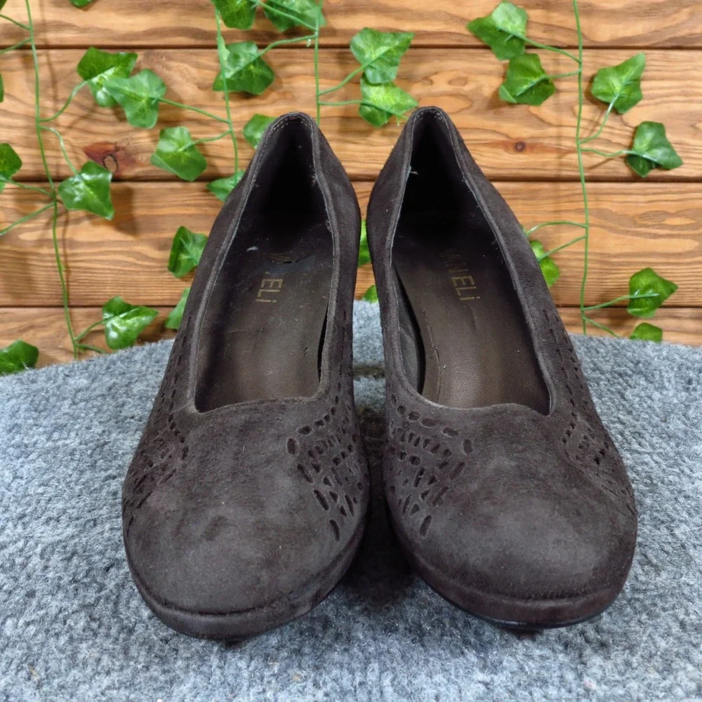 Vaneli Womens Size 6.5 Narrow Brown Suede‎ Heeled Pumps Dress Classic